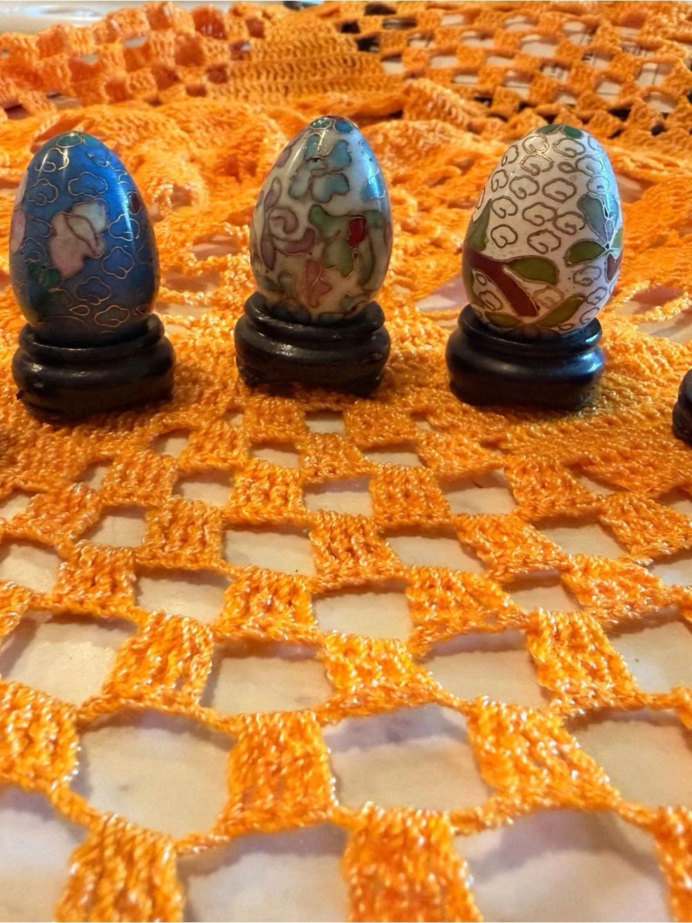 Cloisonné Floral Egg Decorative Set - Multicolor